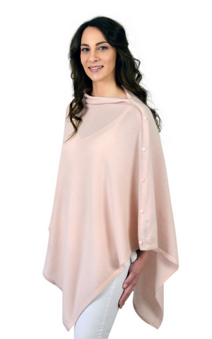 Personalised Pink Pure Cashmere Button Poncho