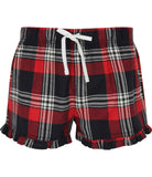 Women Cotton Flannel Tartan Frill Shorts