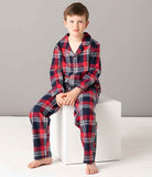 Children Cotton Flannel Tartan Pyjama Set