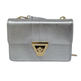 Silver Leather Cross Body Bag with Purse