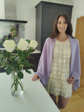 Personalised Lavender Pure Cashmere Button Poncho