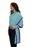 Personalised Blue Border Pure Cashmere Wrap