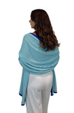 Personalised Blue Border Pure Cashmere Wrap