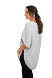 Grey Bon Voyage cashmere cotton mix poncho with sleeves