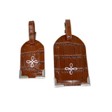 Mimi & Thomas brown croc embossed leather luggage tags back