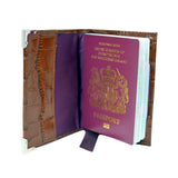 Brown Crocodile embossed leather passport cover
