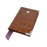Brown Crocodile embossed leather passport cover