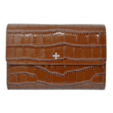 Mimi & Thomas brown croc embossed leather travel wallet