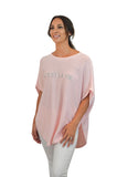 Pink cest la vie cashmere cotton mix poncho with sleeves