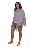 Personalised Grey Neon Pink Border Pure Cashmere Wrap