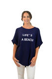 Navy Life's a beach cashmere cotton poncho with sleeves