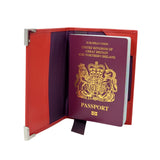 Red nappa leather passport cover