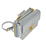 Silver Leather Cross Body Bag with Purse